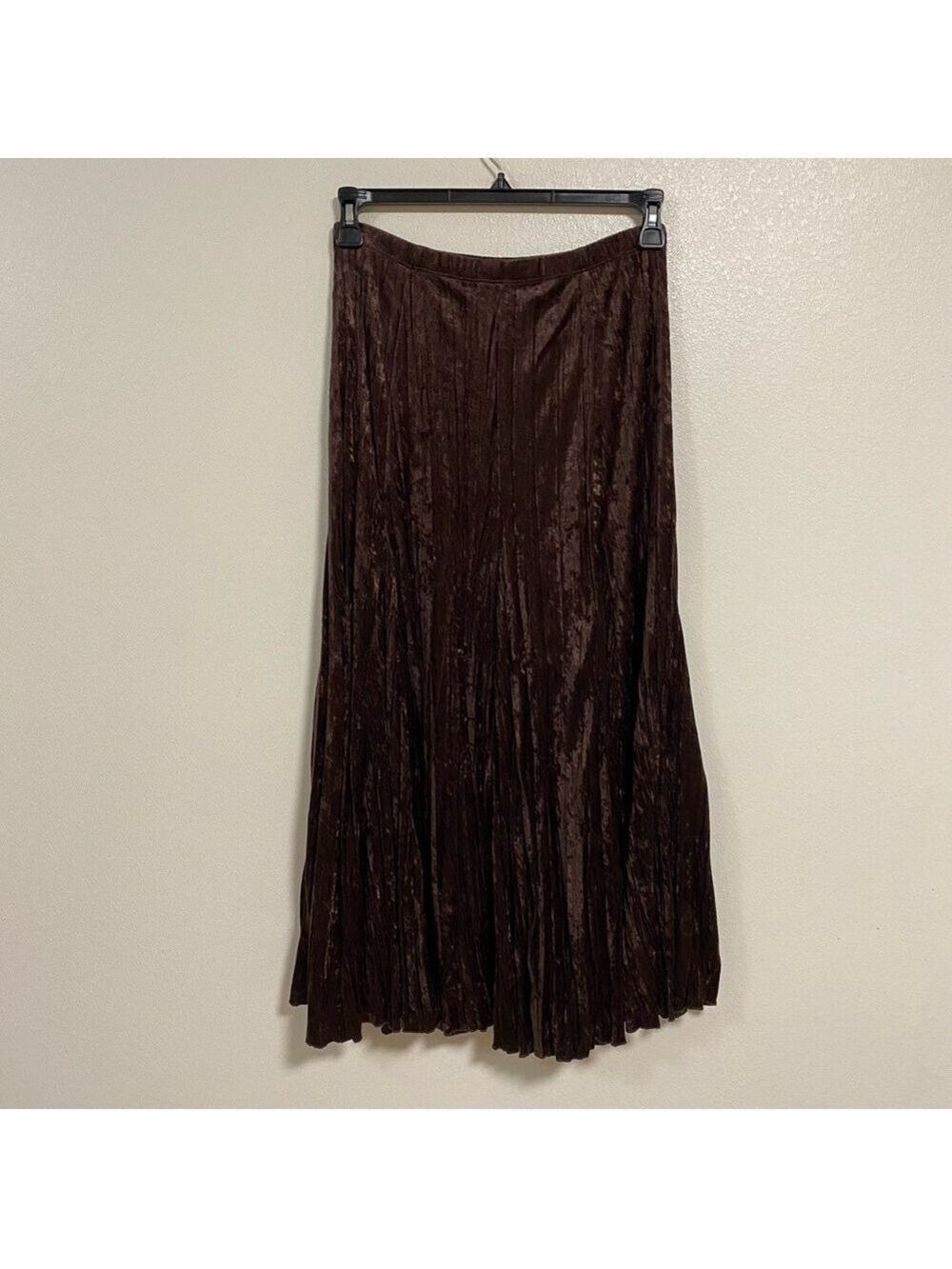 Karen Kane Maxi Skirt Womens Size Small Brown crush velvet texture
